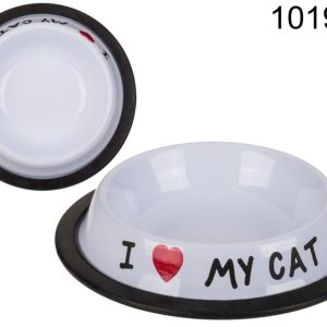 Voederbak RVS I love my cat ±15,5x3,5cm