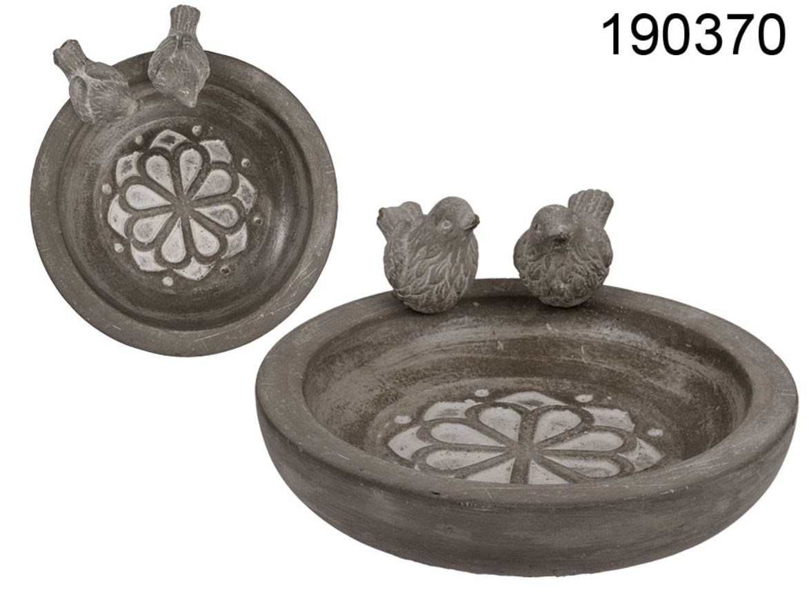 Bird feeder,, ca. 20,5 x 4 cm, birds ca.9,5 cm, cement 24