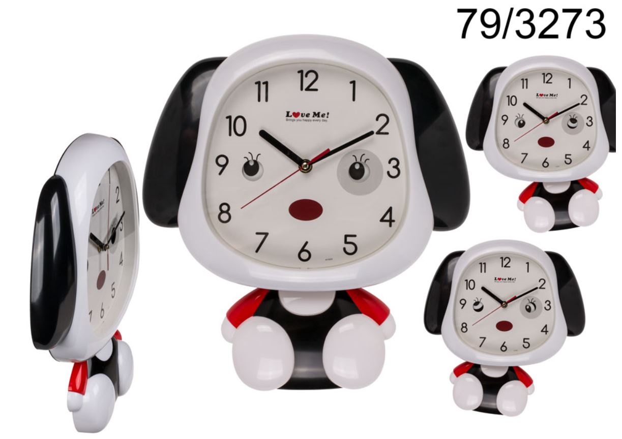 Wandklok hondje met bewegende ogen
