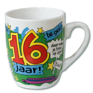 Cartoon Mok 16 jaar