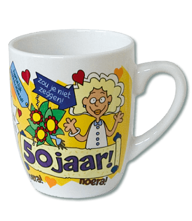 Cartoon Mok 50 jaar vrouw