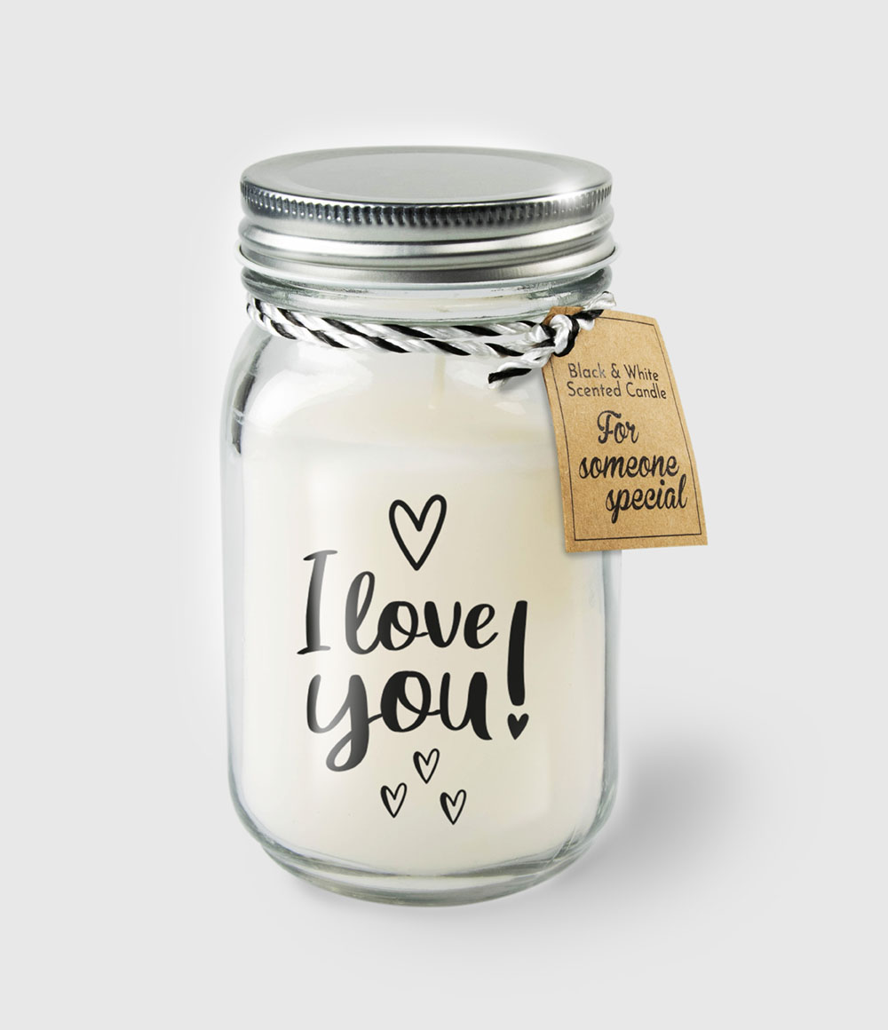 Black &amp; White scented candles - I love you