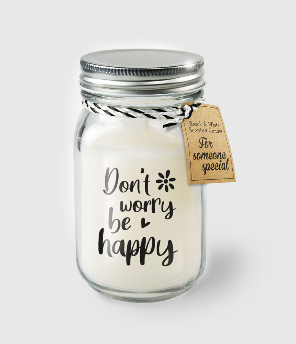 Black &amp; White scented candles - Don't worry be happy