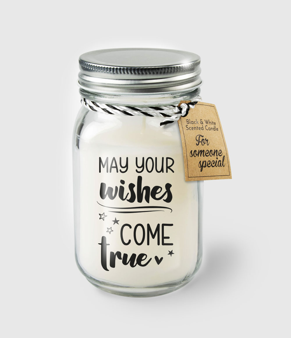 Black &amp; White scented candles - May your wishes