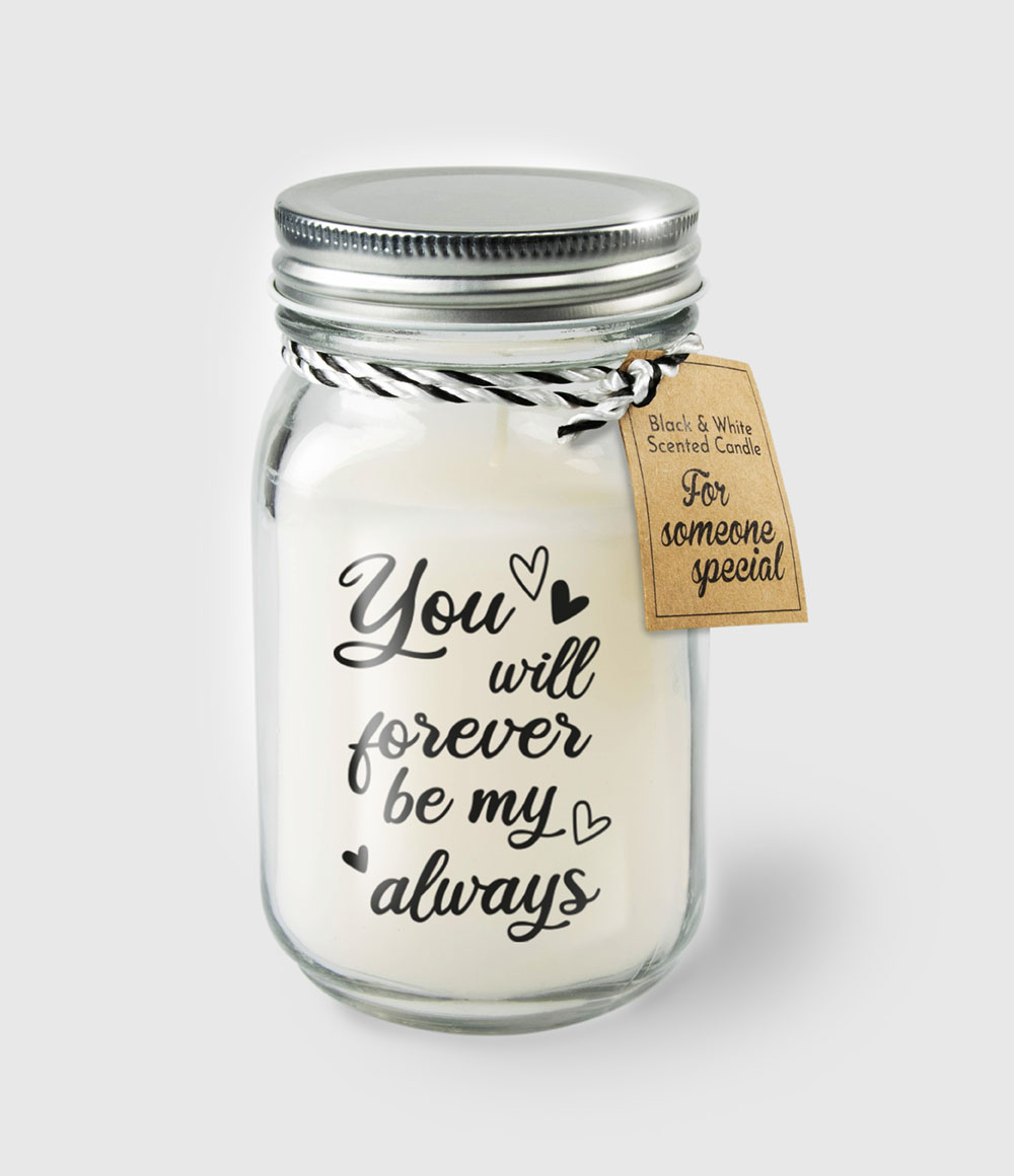 Black &amp; White scented candles - Forever be my always