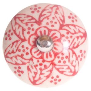 Keramische knop bloem rood
