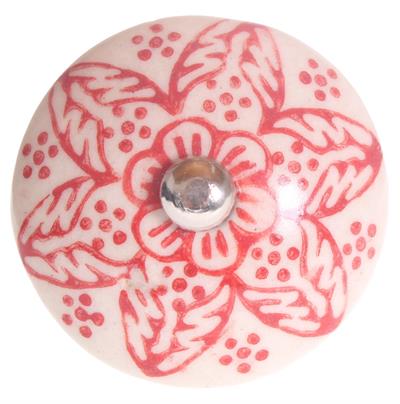 Keramische knop bloem rood