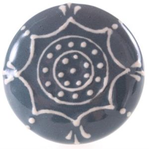 Keramische knop donker met witte lijnen