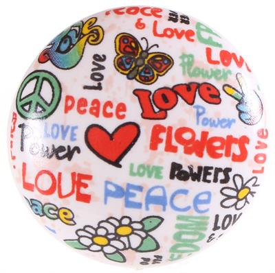 Keramische knop Peace & Love