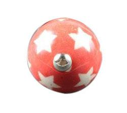 Keramische knop ster rood