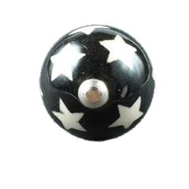 Keramische knop ster zwart