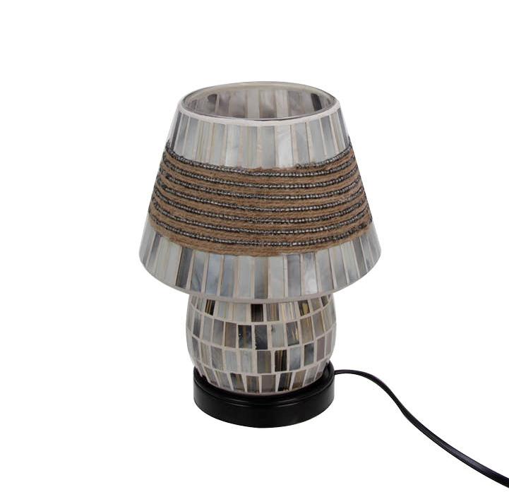 Mozaïek glas lamp 15x15x20cm grijs/naturel