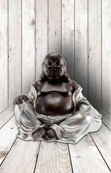 Buddha happy fortune met ketting in de hand 17x17 cm