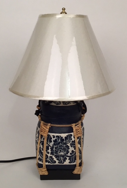 Lamp (rice)pot 40cm blauw/wit