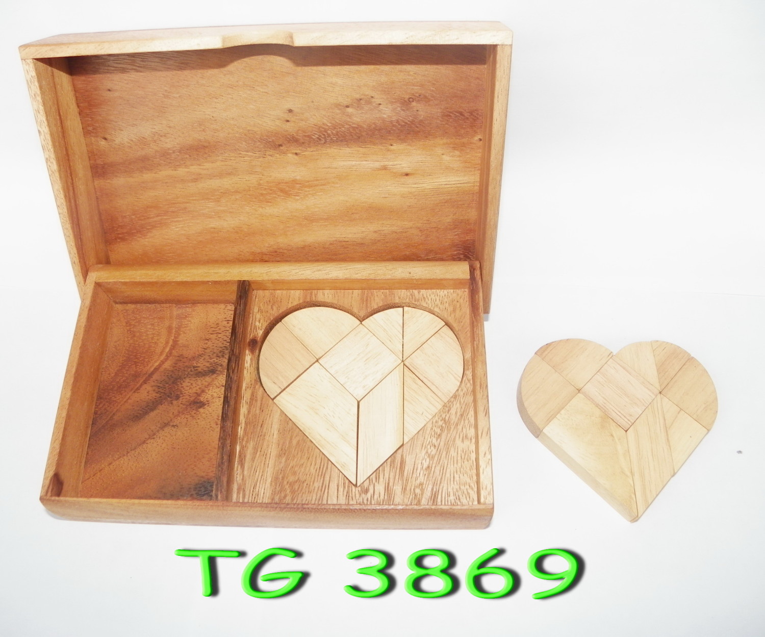 Double heart tangram houten puzzel