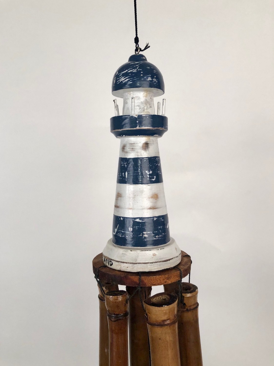 Vuurtoren blauw/wit bamboe windgong - Afbeelding 2