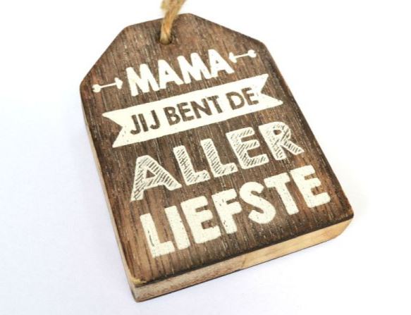 Houten hanger label 9cm mama allerliefste naturel
