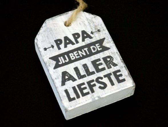 Houten hanger label 9cm papa allerliefste antique white