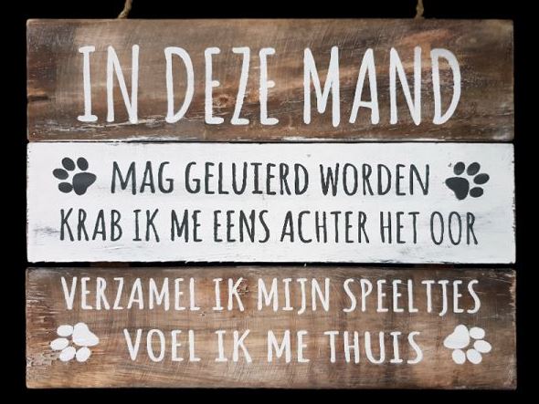tekstbord 22x30cm in deze mand naturel/Antique white