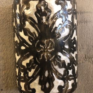 Schelpen wandlamp ±30cm handgemaakt van metaal en capiz schelpen - bru
