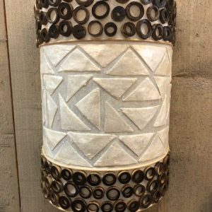 Schelpen wandlamp ±30cm handgemaakt van bamboe en capiz schelpen - bru