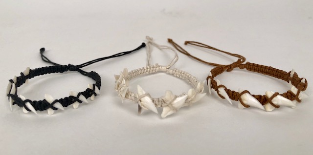 Haaientand armbandje katoenen band - zwart - Afbeelding 3