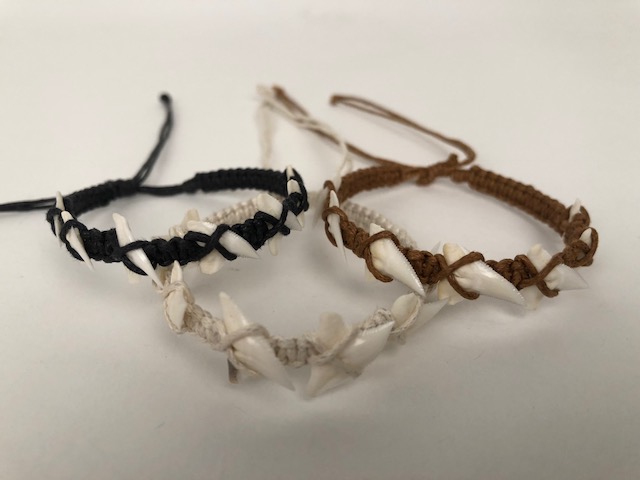 Haaientand armbandje katoenen band - zwart - Afbeelding 4