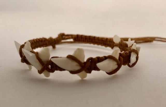 Haaientand armbandje katoenen band - bruin - Afbeelding 2