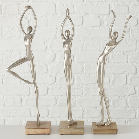 Balletfiguur danser H52cm aluminium 3 assorti