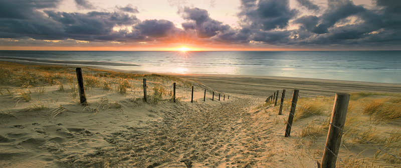 Outdoor tuinposter Strand ondergaande zon 110x45cm