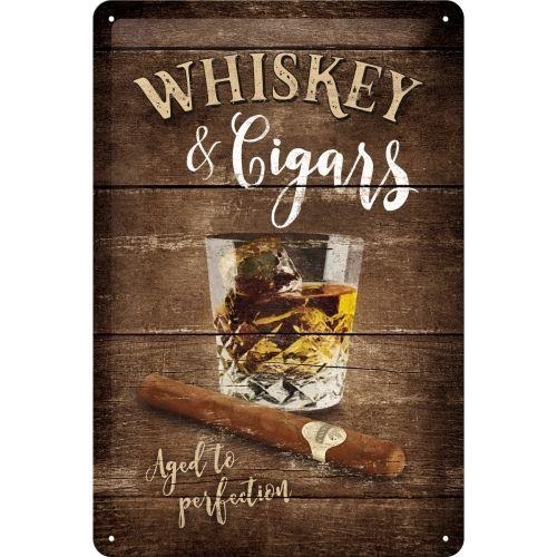 Metalen bord Whiskey &amp; Cigars