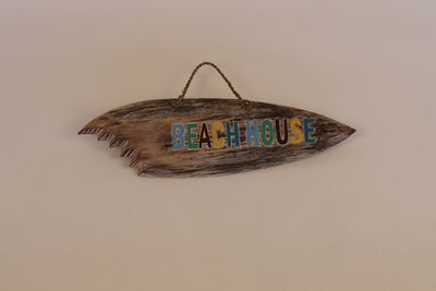 Houten surfplank met haaienbeet - Beachhouse 50cm