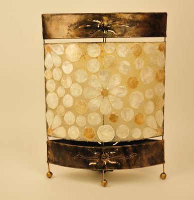 Capiz schelpenlamp, handgemaakte lamp uit Indonesië (bloempatroon)