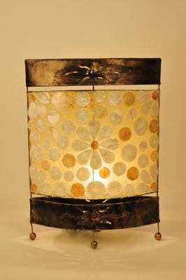 Capiz schelpenlamp, handgemaakte lamp uit Indonesië (bloempatroon) - Afbeelding 2