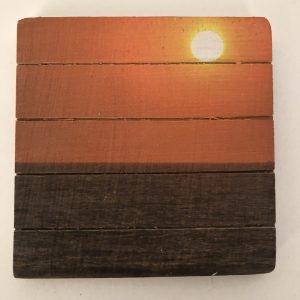 Houten onderzetter 10mm ondergaande zon