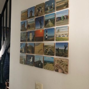 Houten onderzetter 10mm meeuw strandhuisjes