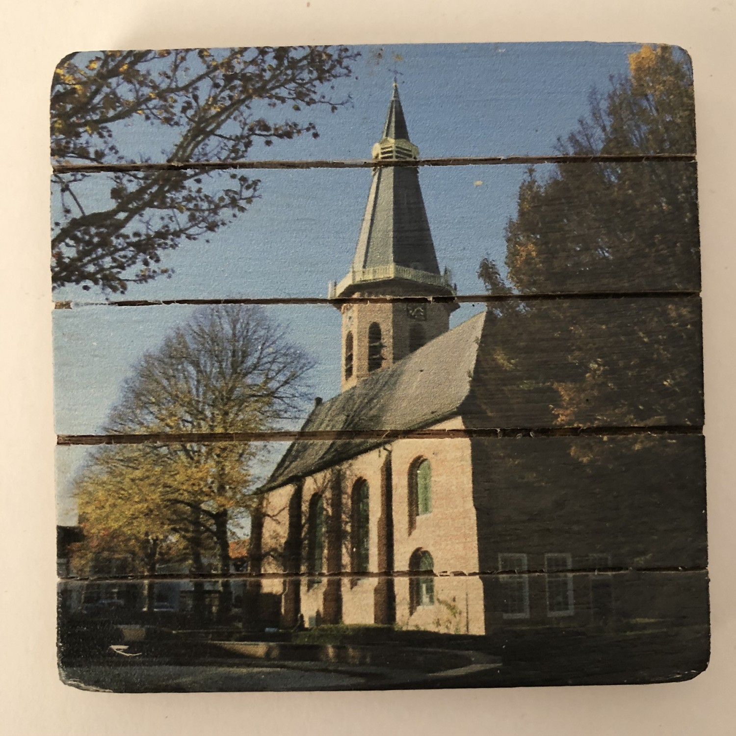 Houten onderzetter 10mm Groede grote kerk
