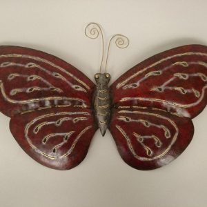Metalen vlinder Rood/Oranje ±75x42cm