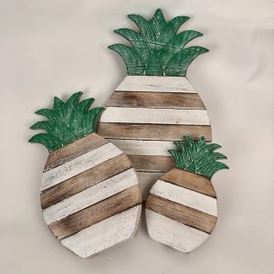Houten pannen onderzetter ananas whitewash/naturel ±15cm