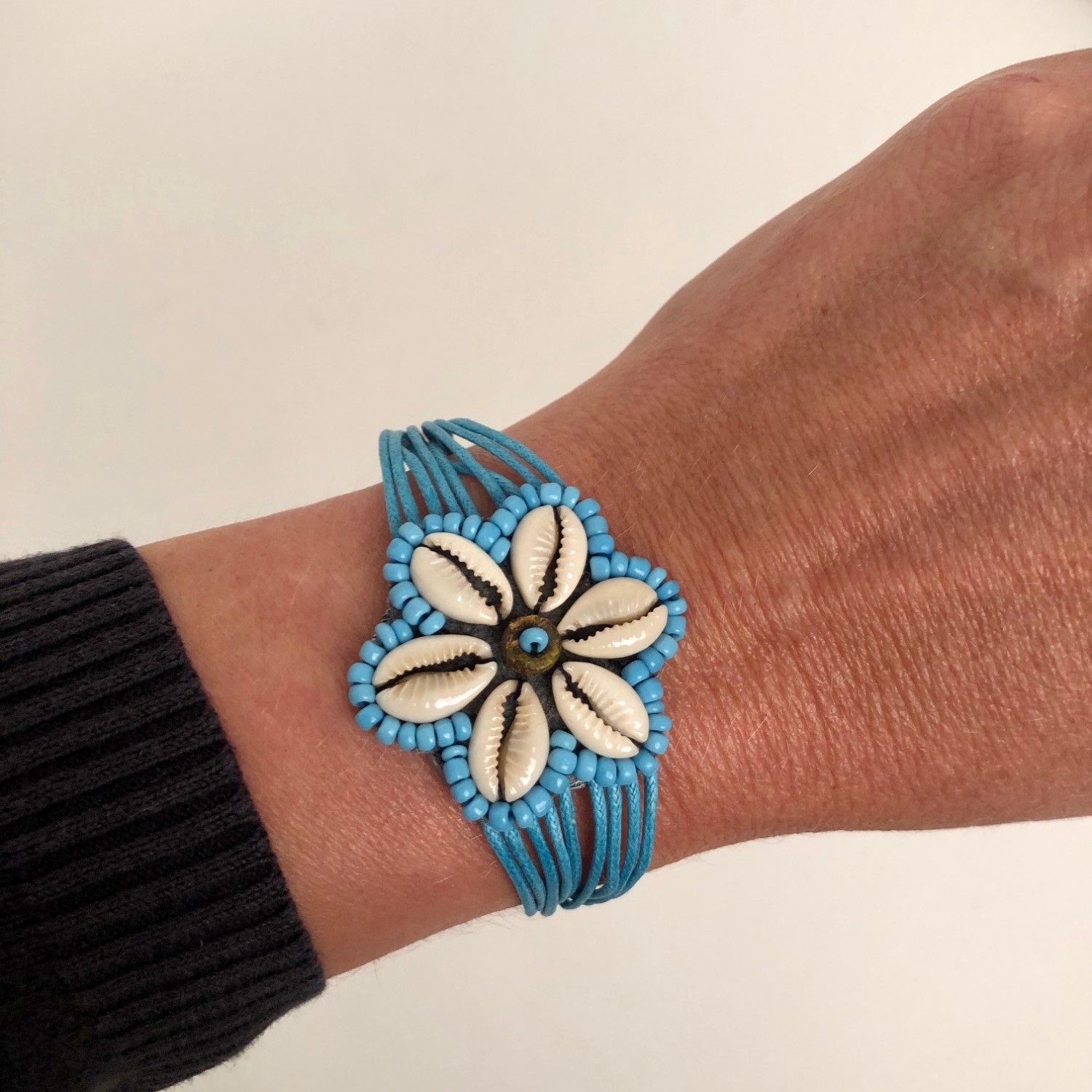 Schelpen armband donkerblauw - Afbeelding 5