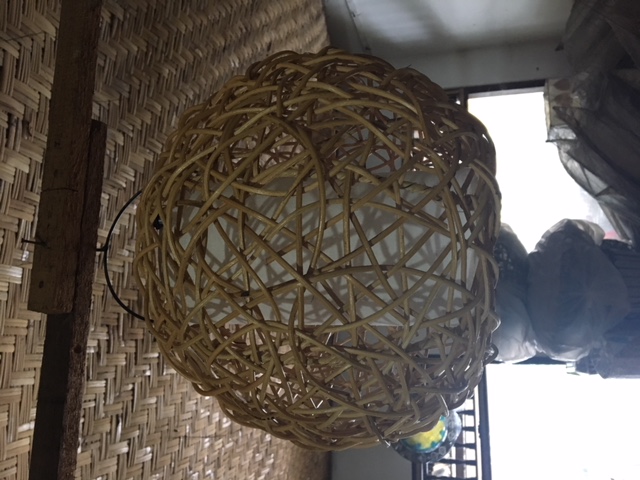 Bol plafond naturel hanglamp rotan + wit katoen 30 cm