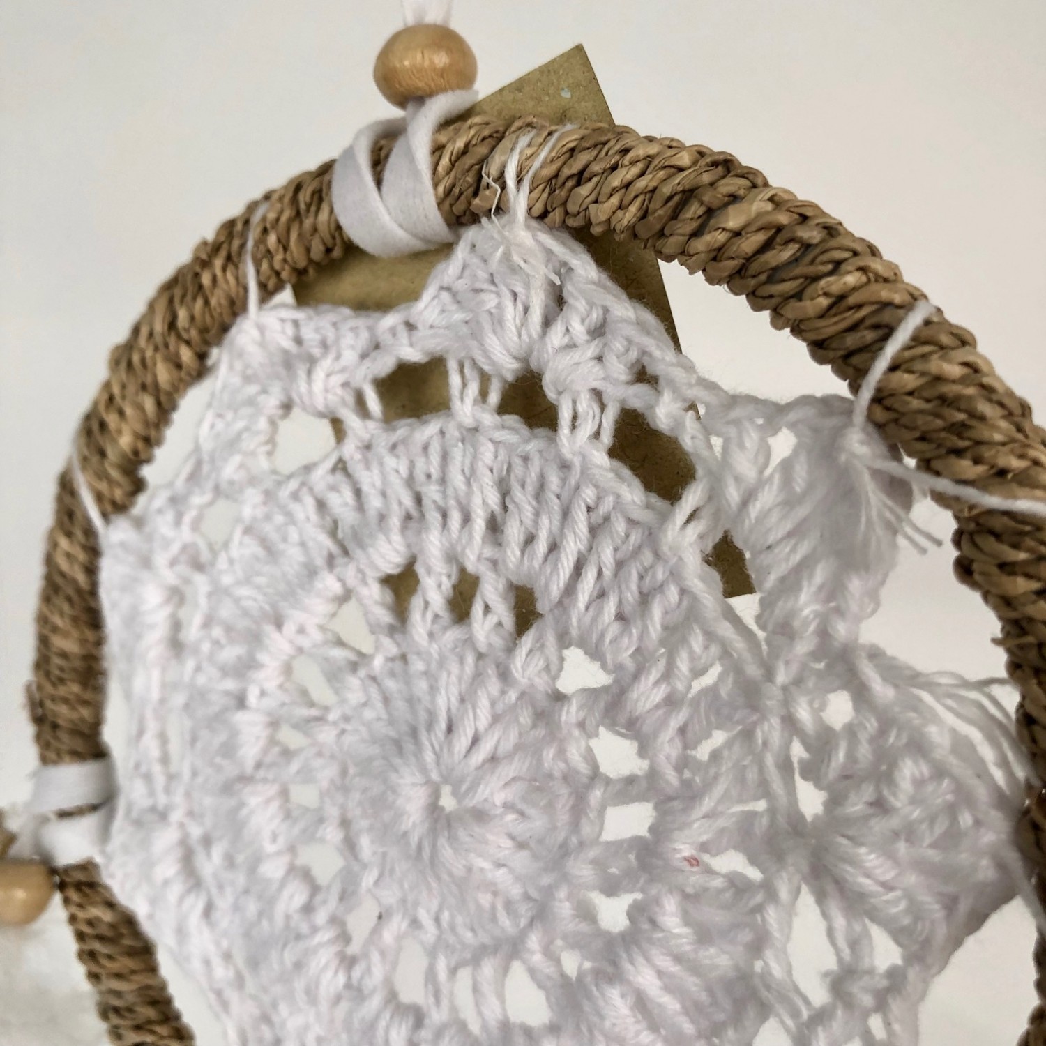 Dromenvanger gehaakt ring met touw ±12cm zonder kleintjes wit - Afbeelding 2