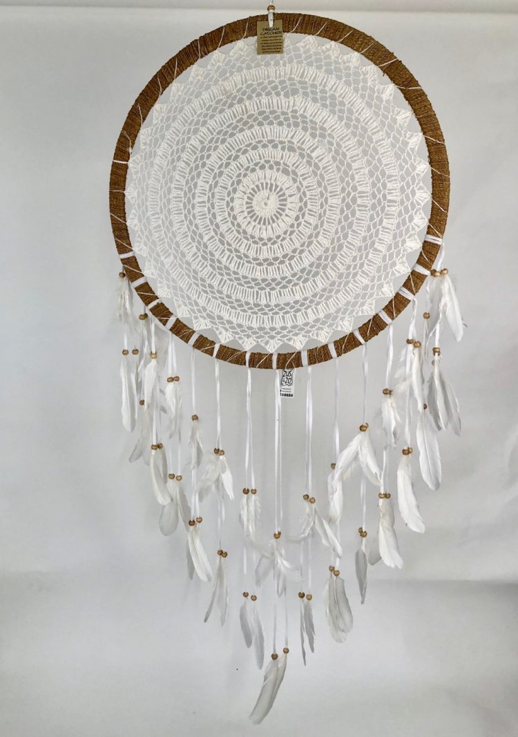 Dromenvanger gehaakt ring met touw ±50cm zonder kleintjes wit