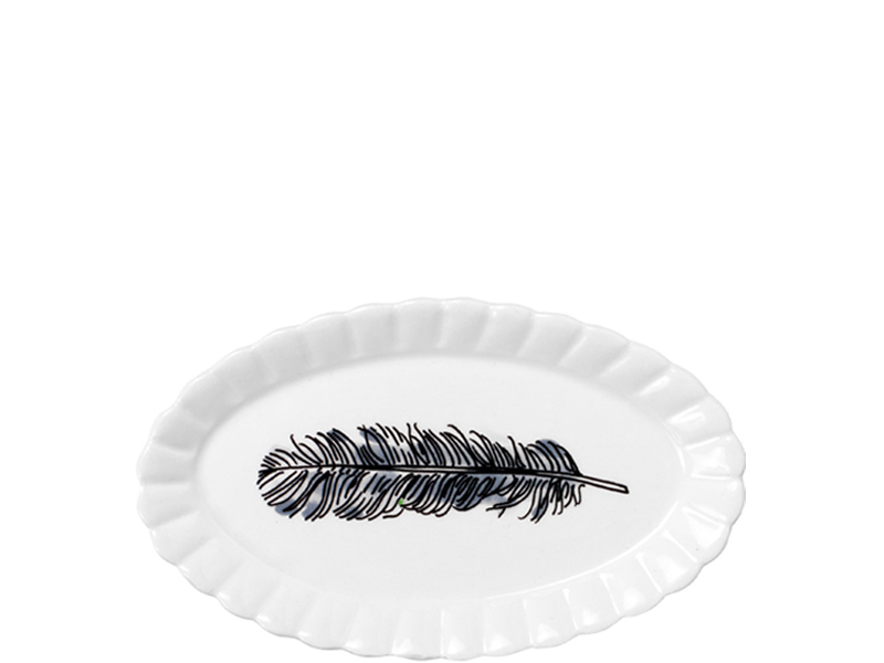 X noir ovaal bord 14cm Feather Blond Amsterdam