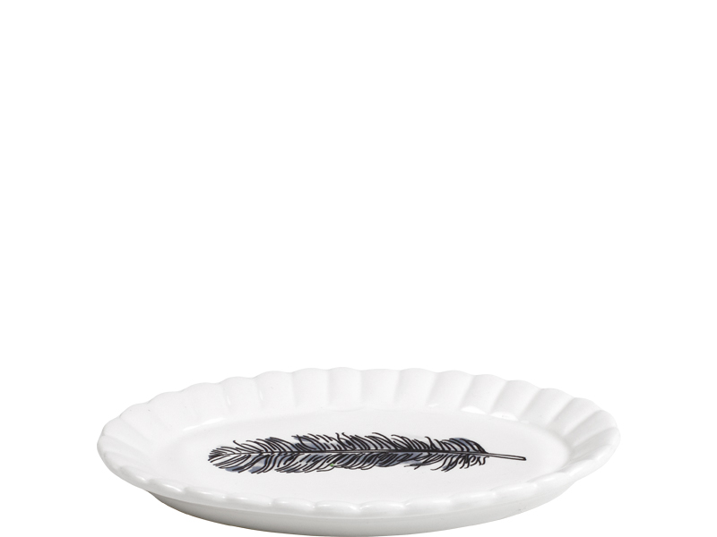 X noir ovaal bord 14cm Feather Blond Amsterdam - Afbeelding 2