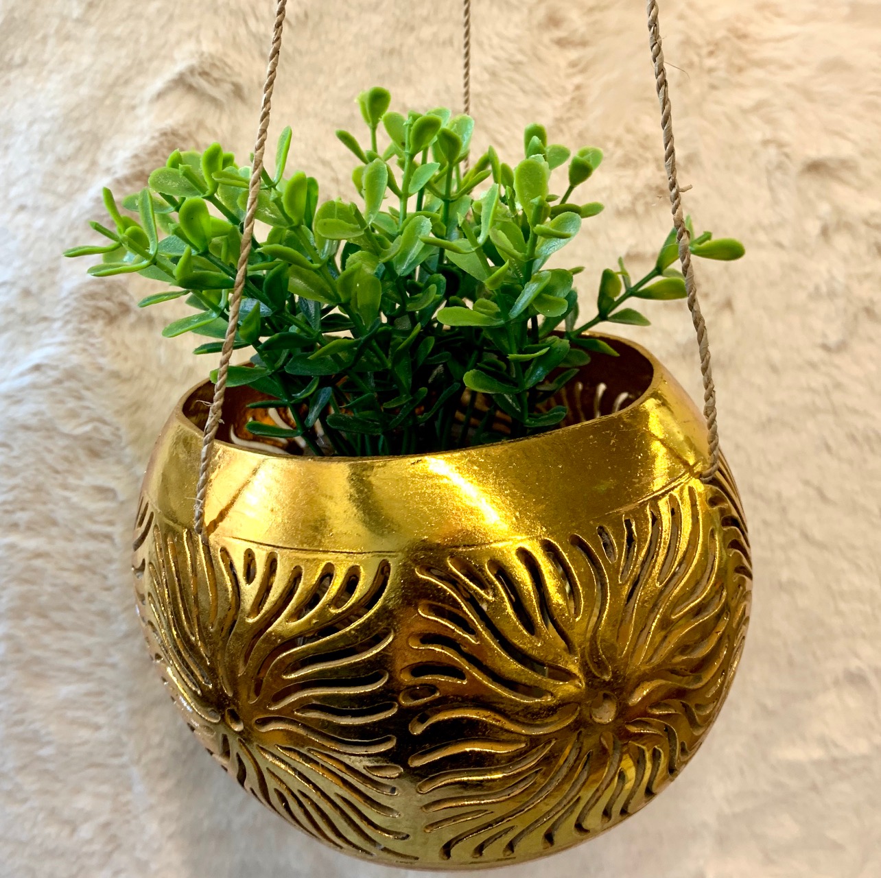 Kokosnoot waxinelicht houder ±15cm volledig goud - Afbeelding 3