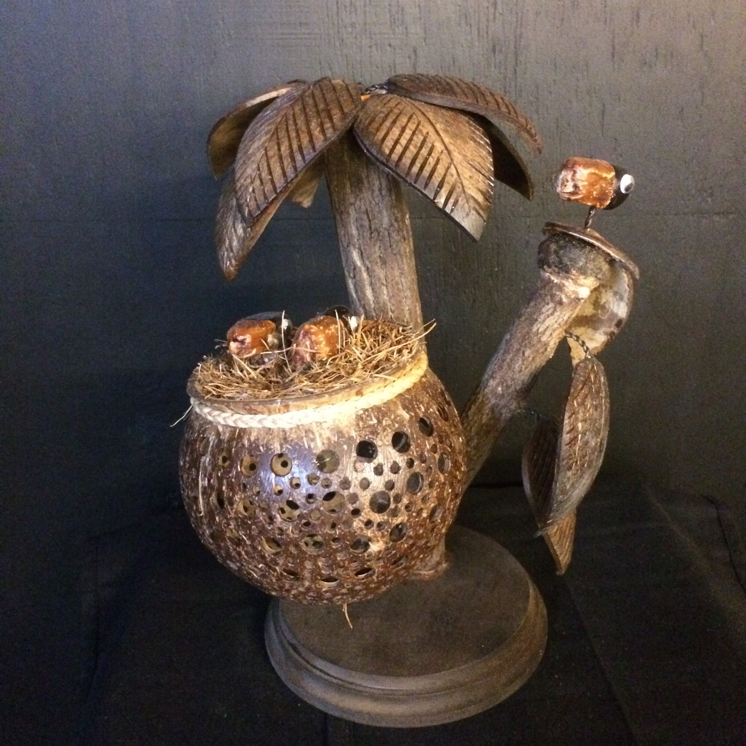 Kokosnootlamp boom/vogelnest