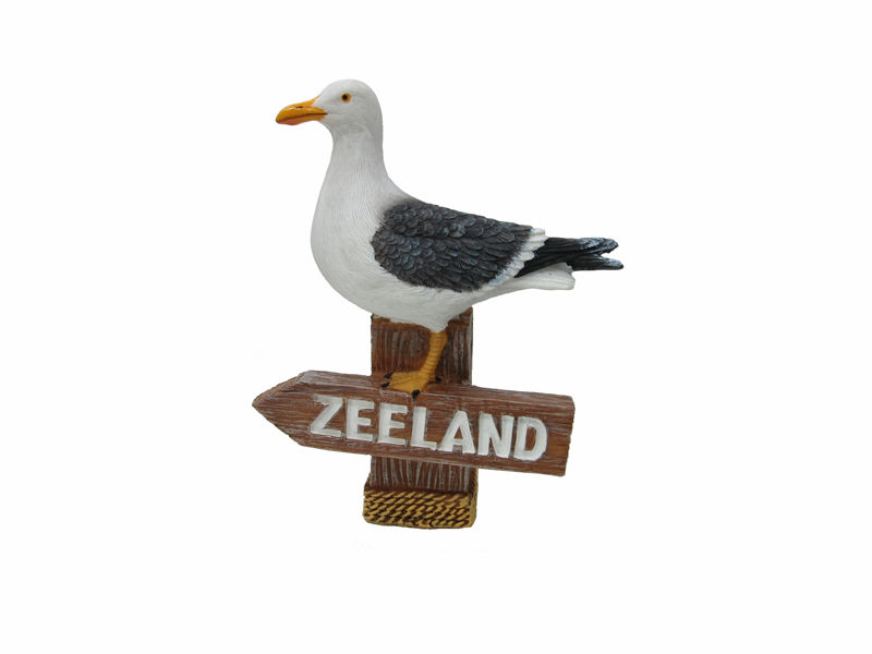 Meeuw op paalhoofd ZEELAND groot H14cm