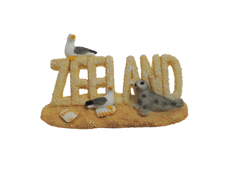 Magneet ZEELAND meeuw en zeehond ± 8cm