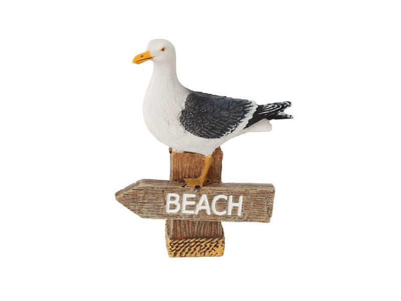 Meeuw op paalhoofd BEACH groot H14cm